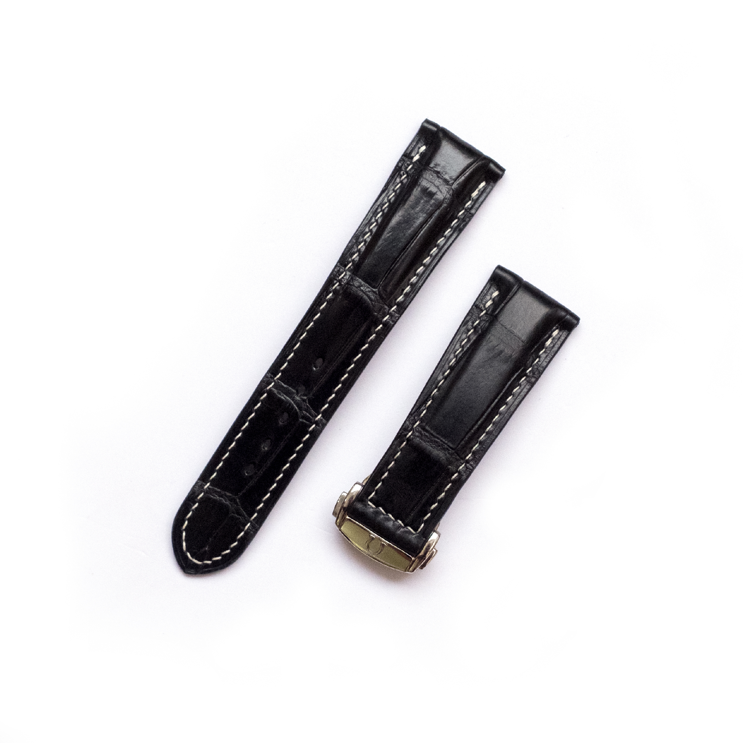 Watchband - Black - Crocodile leather