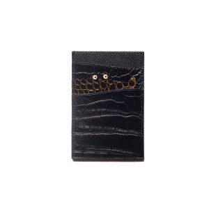 Tiny croc Portrait Card-holder / alligator x calfskin