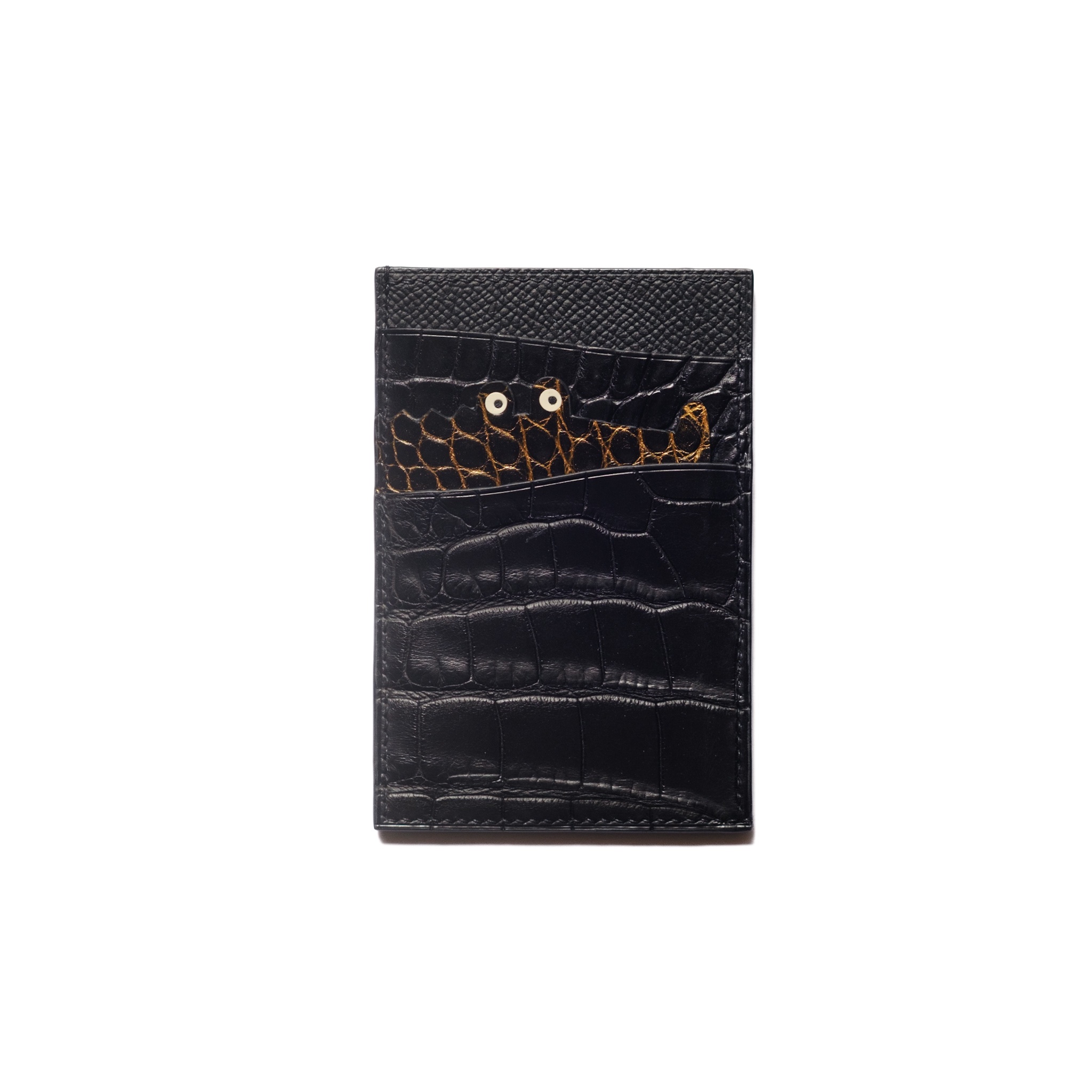 Tiny croc Portrait Card-holder / alligator x calfskin