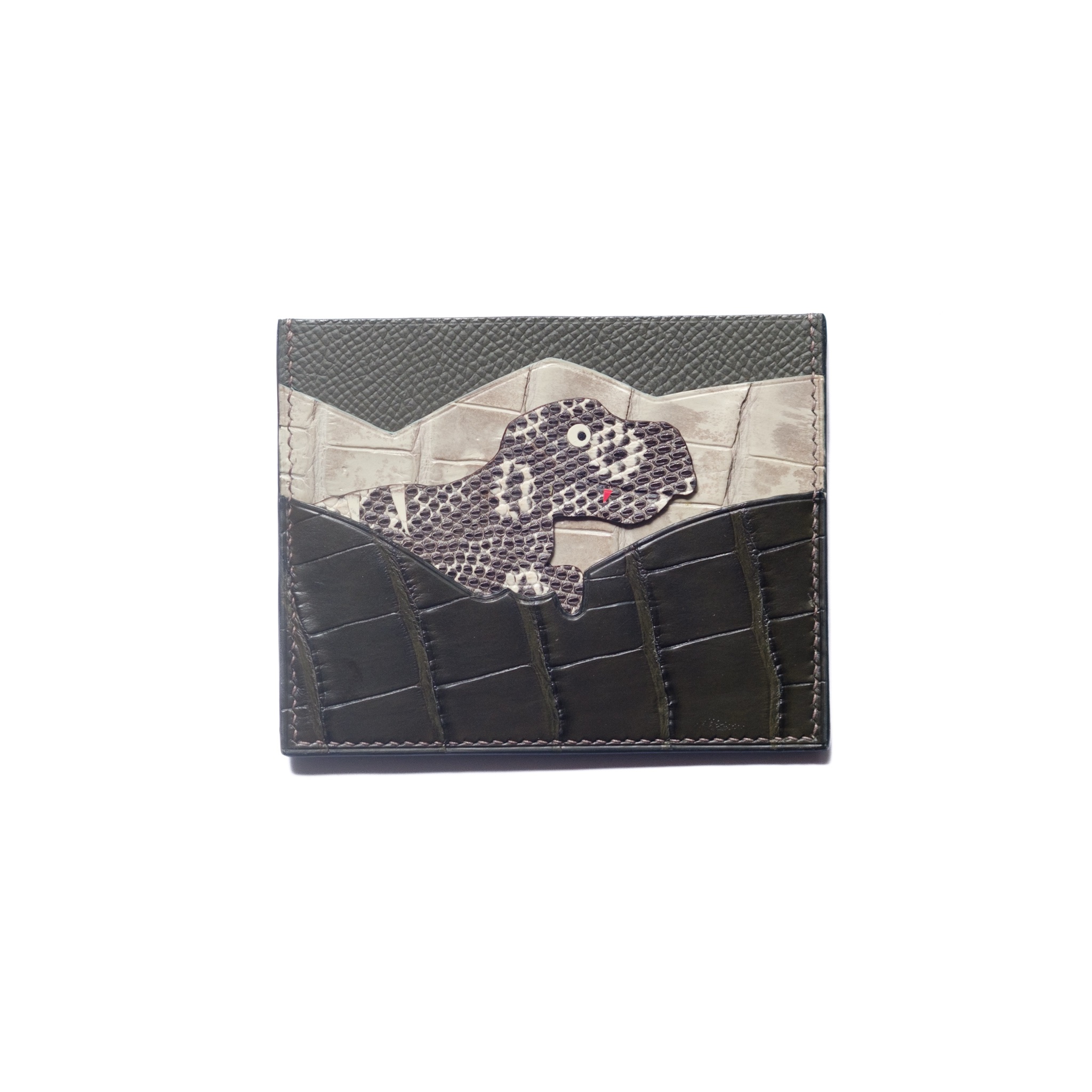 Tiny T-rex Card-holder / alligator x calfskin Copy