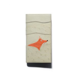 Tiny Fox Long wallet - Ostrich skin